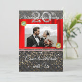 Invitation Noir, Platine et Perles 20e Anniversaire de Mariag (Debout devant)