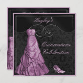 Invitation Noir pourpre fascinant Quinceanera de robe de (Devant / Derrière)