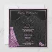 Invitation Noir pourpre fascinant Quinceanera de robe de (Dos)