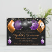 Invitation Noir pourpre, Orange Halloween Baubles Quinceanera (Debout devant)
