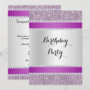 Invitation Noir & Pourpre, Parties scintillant & Diamants Ann