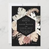 Invitation Noir Premium Pampas Grass Formel Printemps Mariage (Devant)
