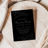 Invitation Noir Retro Boho Leaf Nuestra Boda Mariage