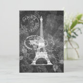 Invitation Noir romantique de Paris de Fête de la mariée (Debout devant)