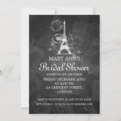 Invitation Noir romantique de Paris de Fête de la mariée (Dos)