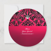 INVITATION NOIR & ROSE DAMASK GEMME MONOGRAMME (Dos)