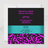 Invitation Noir rose d'aqua élégant toute célébration d'âge (Dos)