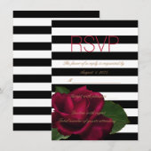 Invitation Noir Rose en bande rouge et Noir mariage RSVP (Devant / Derrière)
