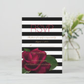 Invitation Noir Rose en bande rouge et Noir mariage RSVP (Debout devant)