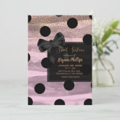 Invitation Noir rose et or Pois Chic Bow Glam Party (Debout devant)