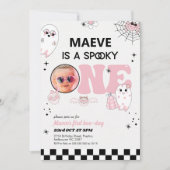 Invitation Noir rose rétro Éffrayant un 1er anniversaire (Devant)