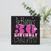 Invitation Noir rose S411 de 30ème anniversaire moderne nommé (Debout devant)