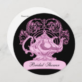 Invitation Noir rose thé (Devant / Derrière)