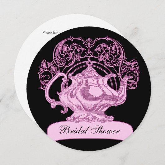 Invitation Noir rose thé (Devant / Derrière)