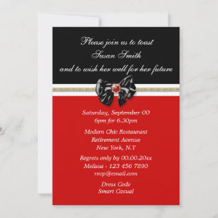 Invitation Noir rouge blanc or PERSONALISER