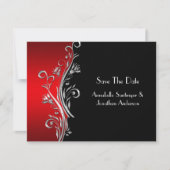 Invitation Noir rouge brille d'argent Noir mariage RSVP (Devant)