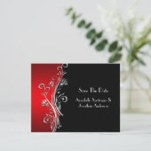 Invitation Noir rouge brille d'argent Noir mariage RSVP (Debout devant)