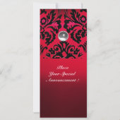 Invitation NOIR & ROUGE DAMASSÉ PIERRE GEMME MONOGRAMME borde (Dos)