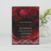 Invitation Noir rouge et blanc Mariage (Debout devant)