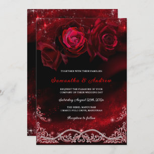 Invitation Noir rouge et blanc Mariage
