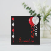 Invitation Noir rouge et le blanc monte en ballon l'événement (Debout devant)