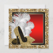 Invitation Noir, rouge et or talons hauts fête d'anniversaire (Dos)