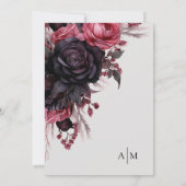 Invitation Noir Rouge Floral Mariage (Dos)