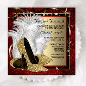 Invitation Noir Rouge Haut talons fête d'anniversaire