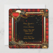 Invitation Noir rouge Noël et Mariage or (Dos)