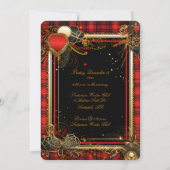 Invitation Noir rouge Noël et Mariage or (Dos)