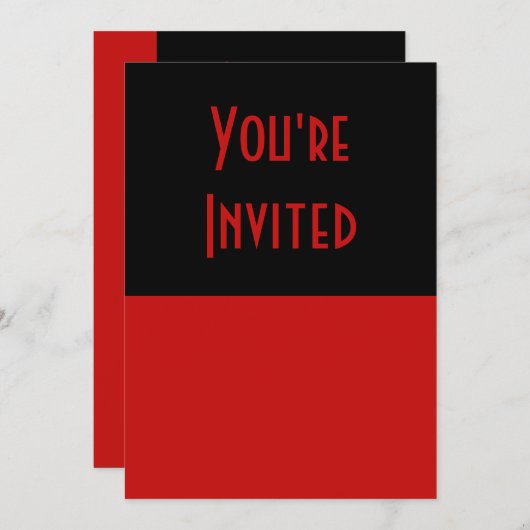 Invitation noir rouge simple (Devant / Derrière)