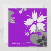 Invitation Noir Ruban Floral Violet (Dos)