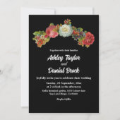 Invitation Noir rustique | Aquarelle florale | Mariage élégan (Devant)