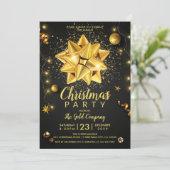 Invitation Noir Rustique Compagnie d'or Noël (Debout devant)