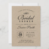 Invitation Noir rustique & Kraft | Fête des mariées élégante (Devant)