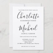 Invitation Noir Signature Script Rustique Kraft Photo Mariage (Devant)