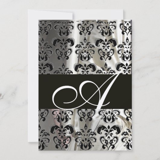 INVITATION NOIR SILK BLANC DOMMASK MONOGRAM OR (Devant)