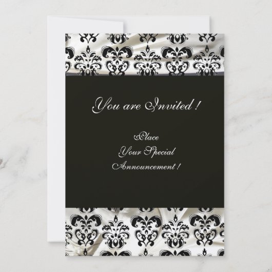 INVITATION NOIR SILK BLANC DOMMASK MONOGRAM OR (Dos)