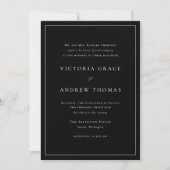 Invitation Noir simple typographie Mariage officiel (Devant)