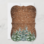 Invitation Noir Snowy Bois & Pin Forêt Fête du Nouvel An (Dos)
