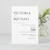 Invitation Noir sur blanc Moderne Mariage Customisé (Debout devant)