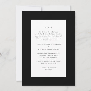 Invitation Noir sur blanc moderne minimaliste simple Mariage