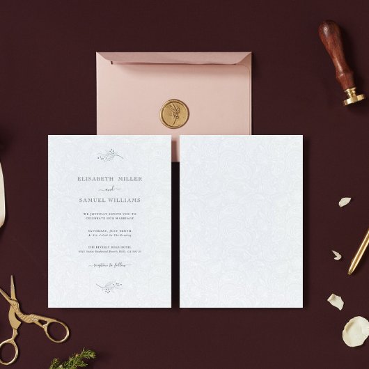 Invitation Noir sur blanc pâté Mariage minimal