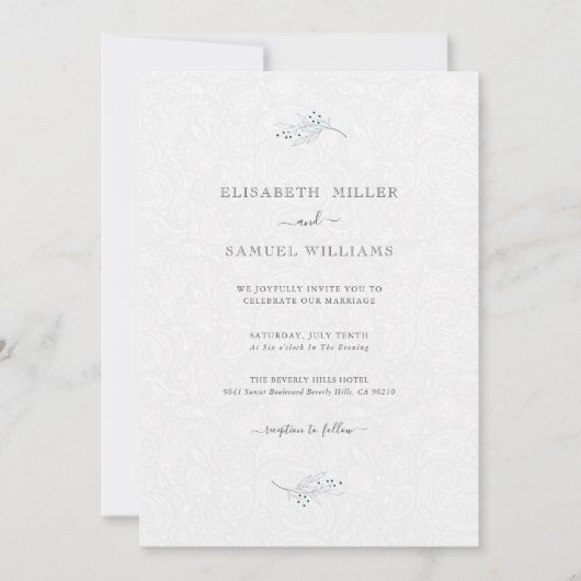 Invitation Noir sur blanc pâté Mariage minimal (Devant)