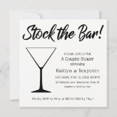 Invitation Noir sur blanc Script Stock le Bar Couples Douche (Devant)