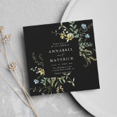 Invitation Noir tout en un Fleur sauvage Boho Mariage