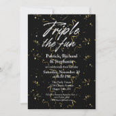 Invitation Noir Triple la Fête Amis Anniversaire Commun (Devant)