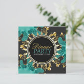 Invitation noir turquoise de dîner de remous de (Debout devant)