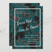 Invitation Noir Turquoise Rose gothique Élégant mariage (Devant / Derrière)
