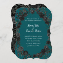 Noir Turquoise Rose gothique Élégant mariage